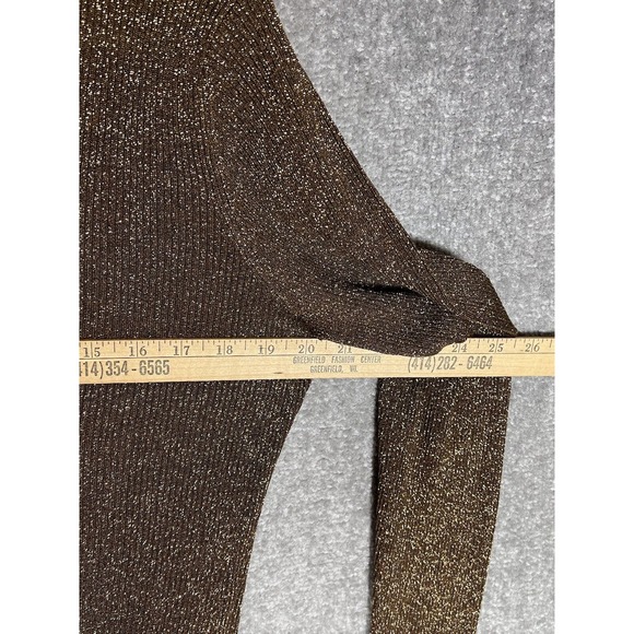 Casual Corner Silk Blend Metallic Ribbed Vneck Cardigan Sweater Women Size Large - Picture 5 of 6
